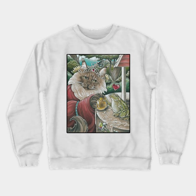 The Frog Princess Cat - Black Outlined Version Crewneck Sweatshirt by Nat Ewert Art